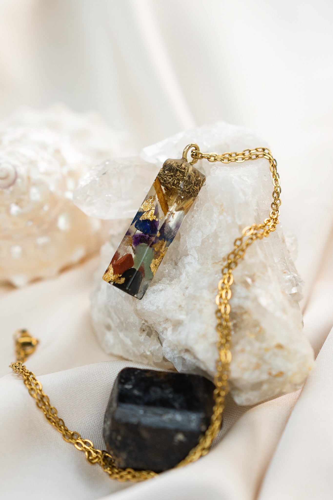 Aobei Pearl, 7 Chakra Gemstone Pendant Necklace, Reiki Healing