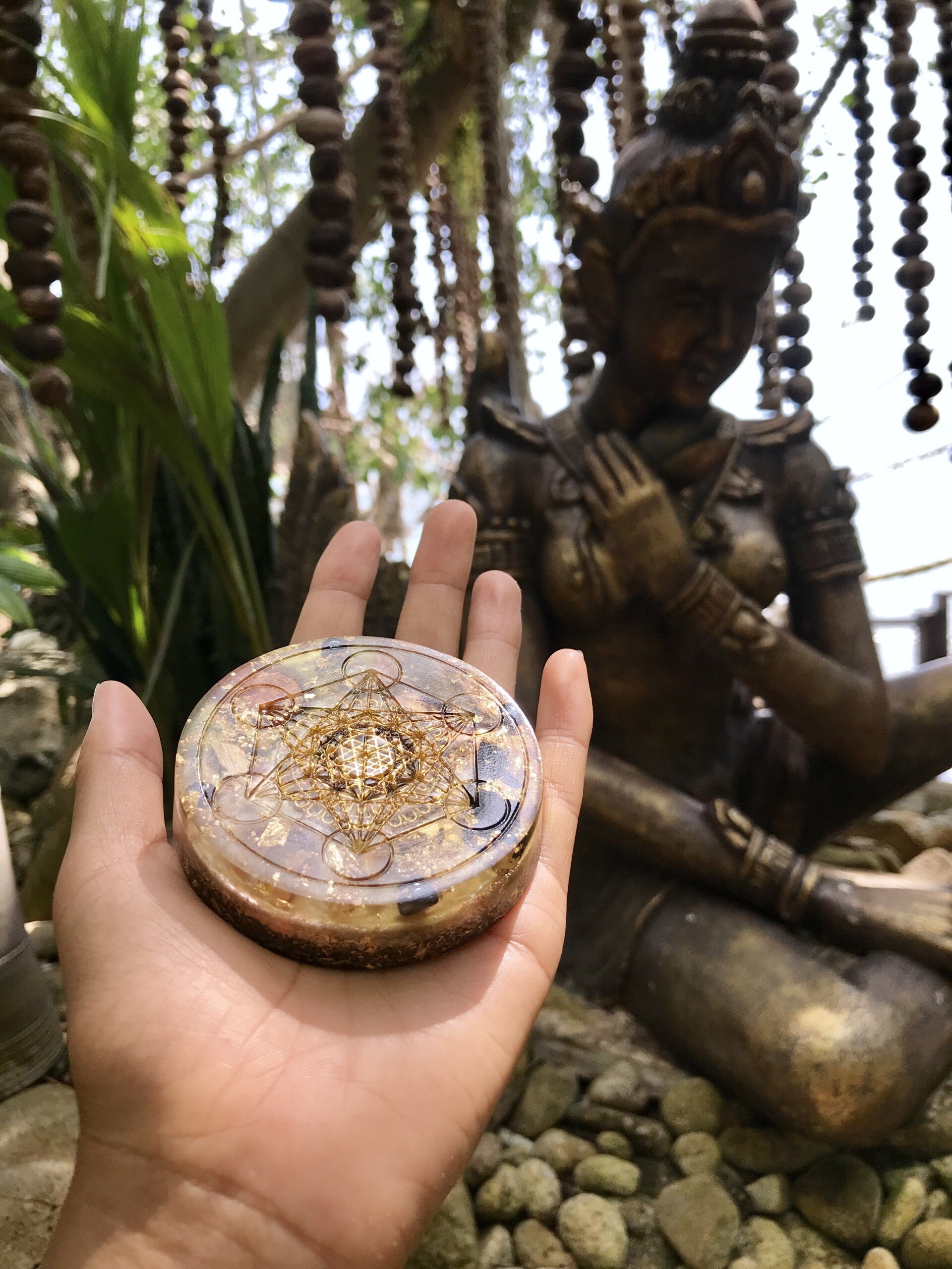 Black Ancient Magick Sacred Geometry Orgonite® Orgone Charging Plate For Power, Protection & Prosperity