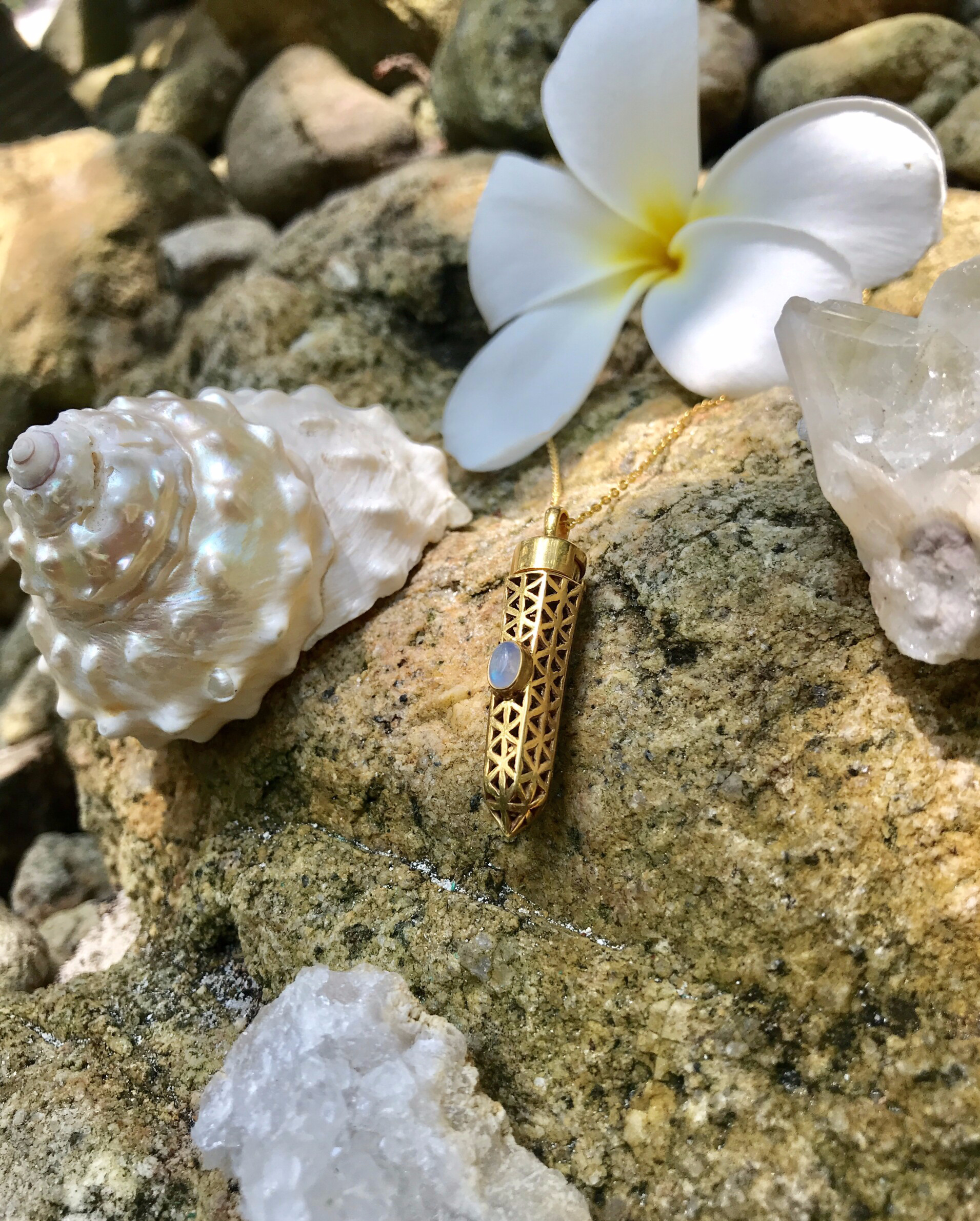Magic Golden Moonstone Flower Of Life Amulet Pendant For Creation, Emp –  Namacci