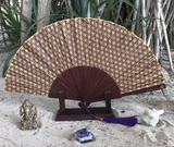Purple Flower Of Life Sacred Geometry Silk Handfan For Inspiration, Oneness & Creativity