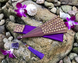 Purple Flower Of Life Sacred Geometry Silk Handfan For Inspiration, Oneness & Creativity