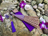 Purple Flower Of Life Sacred Geometry Silk Handfan For Inspiration, Oneness & Creativity